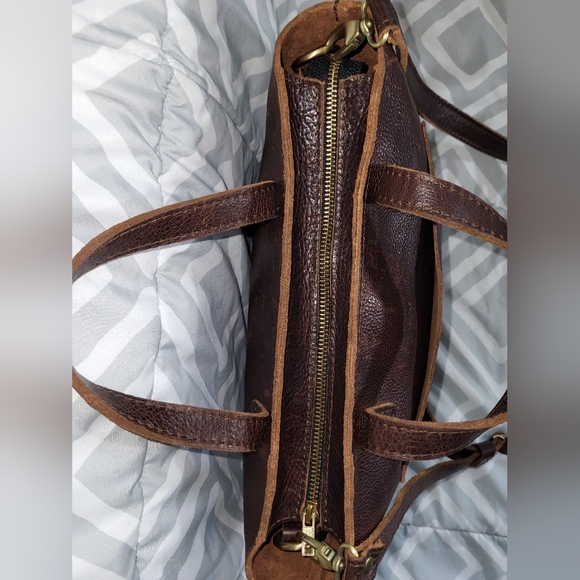 AUTHENTIC PORTLAND LEATHER GOODS  CROSSBODY / SATCHEL ZIP TOP TOTE BROWN - Picture 8 of 16